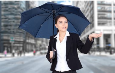 Beautiful young woman with umbrella  clipart