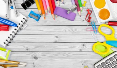 Arka plan üzerinde okul malzemeleri