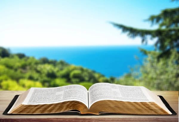 Open book on   table — Stock Photo, Image