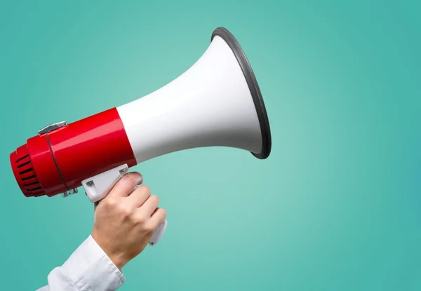 Human Hand with Megaphone — Stock Photo, Image