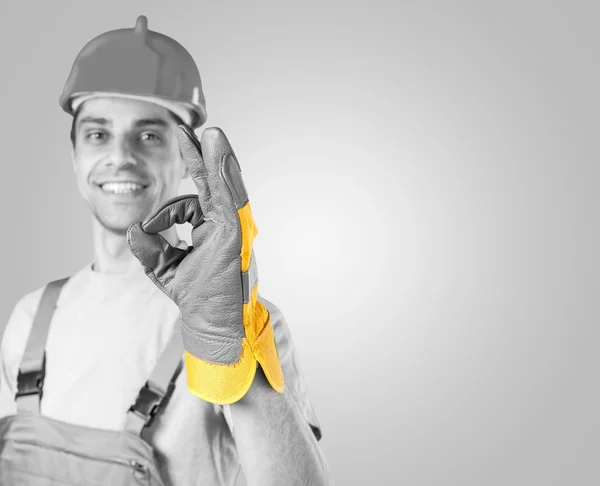 Foreman with  helmet with ok sign — Stock Photo, Image