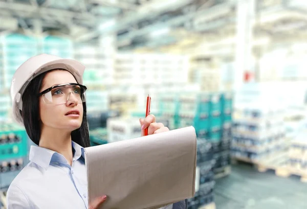 Hermosa mujer ingeniero — Foto de Stock