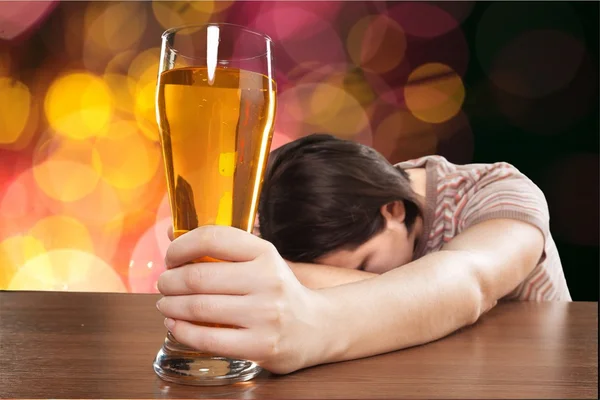 Nő a depresszió, alkohol — Stock Fotó