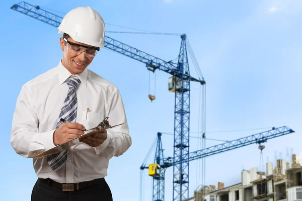 Young foreman with hard hat — Stock Photo, Image