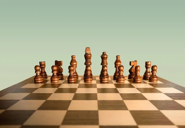 Chess pieces set on a chessboard — Stock Photo, Image