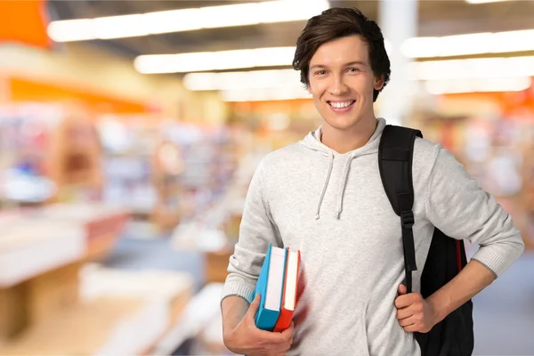 Studente maschio con zaino — Foto Stock