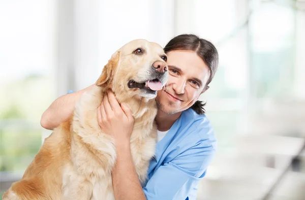 Veterinario Masculino con perro — Foto de Stock