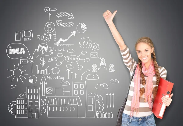 Student girl with  business strategy — Stock Photo, Image