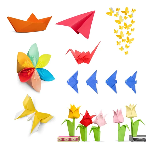 Origami paper toys collection — Stock Photo, Image