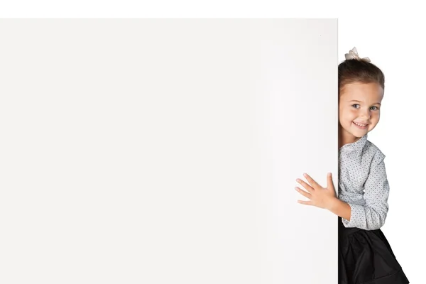 Niña sonriente con blanco en blanco — Foto de Stock