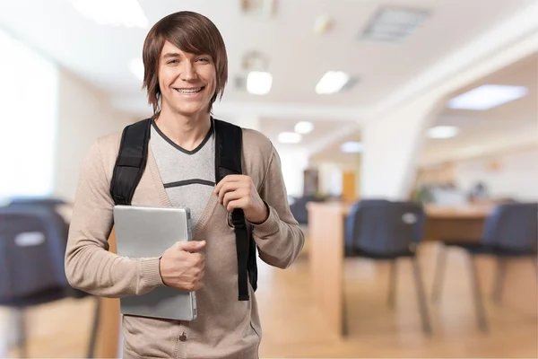 Studente maschio con zaino — Foto Stock