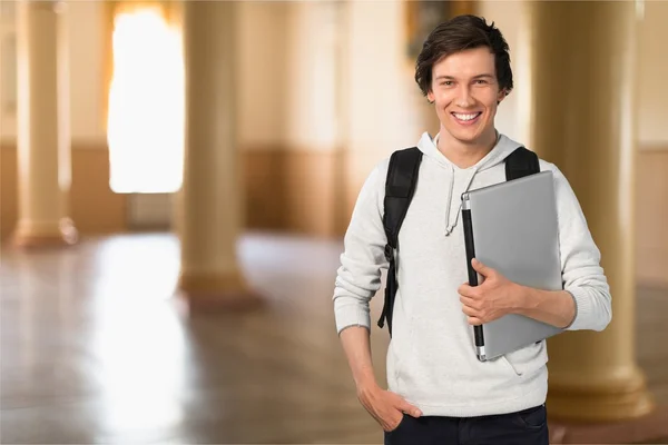 Studente maschio con zaino — Foto Stock