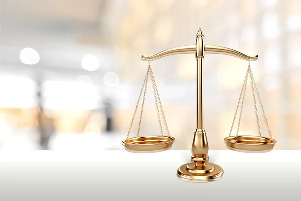 Law scales on table — Stock Photo, Image