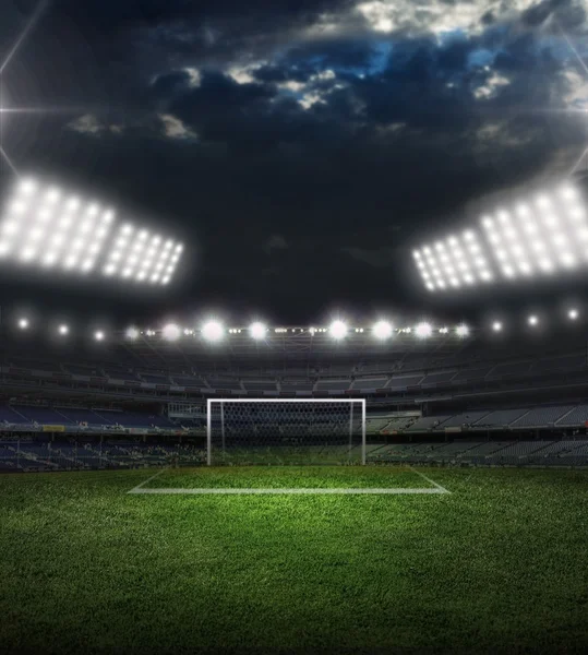 Stadium in night illuminated spotlights — Stock Photo, Image