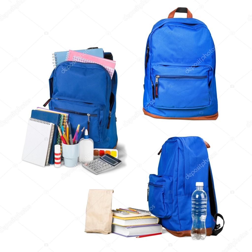 School Backpack  on   background.