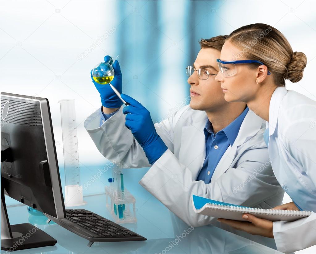 Two scientists conducting research