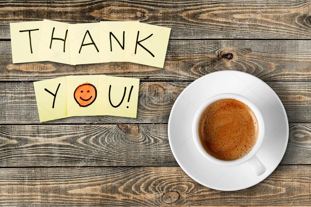 Coffee cup and thank you note Stock Photo by ©billiondigital 118718962