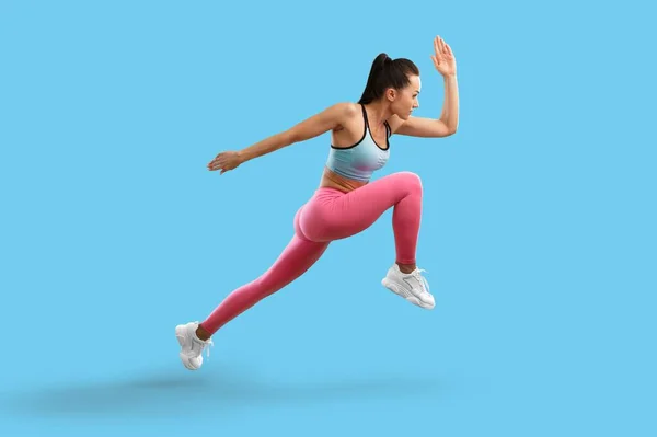 Happy Young Fitness Sporty Woman Wearing Sportswear Posing Training Working — Stockfoto
