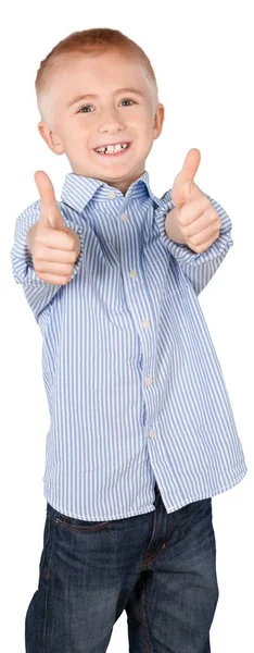 Happy Young Boy Giving Two Thumbs — Stock Photo, Image