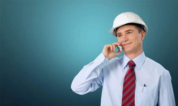 Oil Platform Inspector Phone — Stock Photo, Image