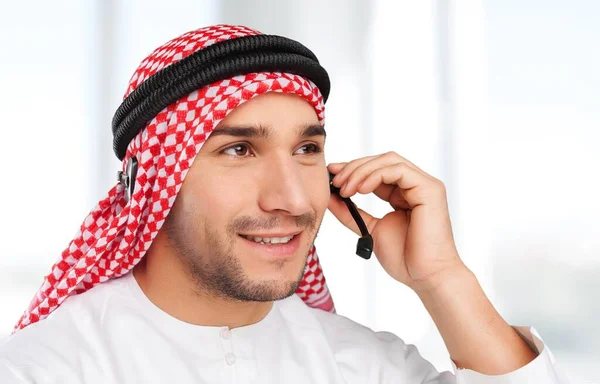 Arabische Zakenman Die Koffie Drinkt Zijn Kantoor — Stockfoto