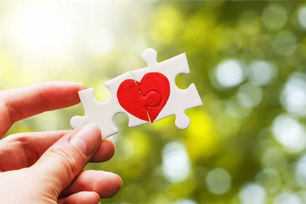 Handen Van Een Jonge Vrouw Met Een Rood Hart — Stockfoto