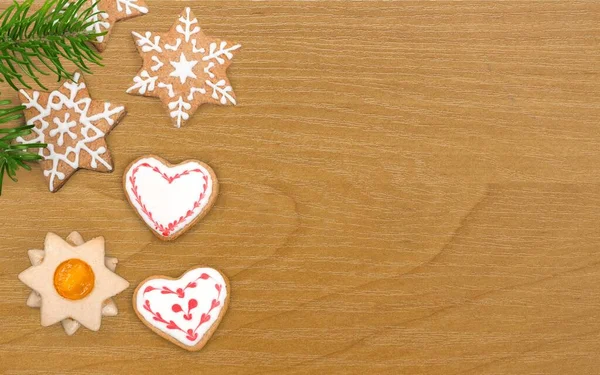 Lebkuchen Auf Holztisch — Stockfoto