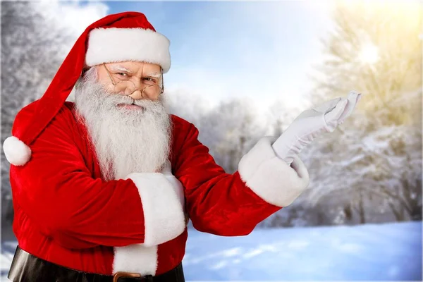 Portrét Santa Clause Zimním Přírodním Pozadí — Stock fotografie