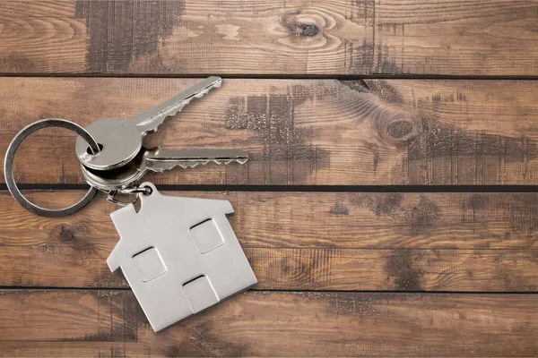 House Keys Wooden Floor Background — Stock Photo, Image