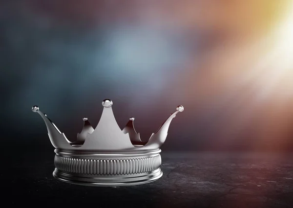 Bela Rainha Rei Coroa Sobre Mesa Madeira Período Medieval Fantasia — Fotografia de Stock