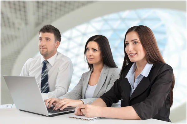 Three Business Colleagues Sitting Together — Stock Photo, Image