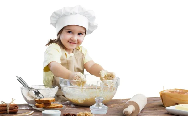 Mère Aimante Heureuse Cuisine Enfant Préparent Boulangerie — Photo
