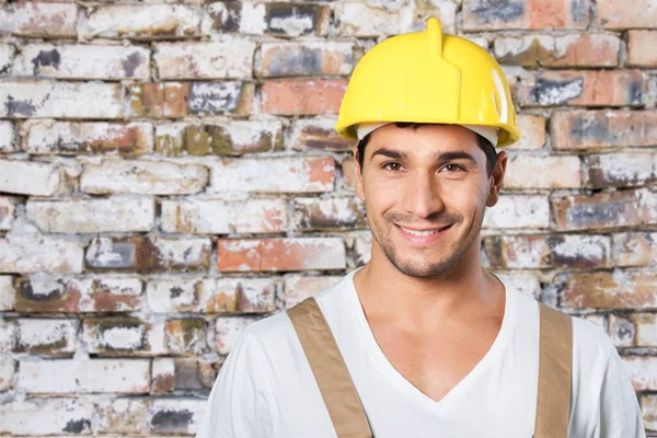 Freundlicher Bauarbeiter Mit Seinem Bagger — Stockfoto