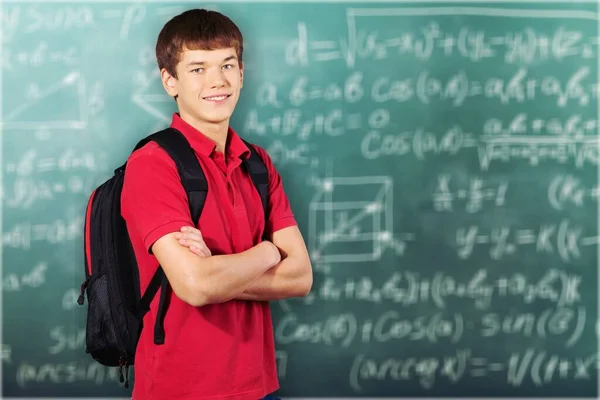 Adolescente Macho Preppy Usando Escuela Mochila — Foto de Stock