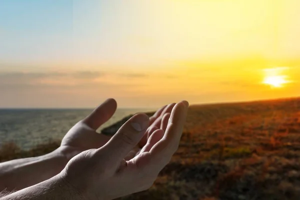 Human Hands Open Palm Worship — Stock Photo, Image