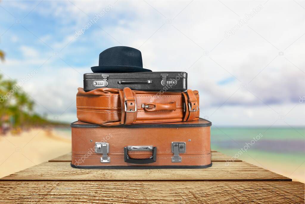 Vintage Suitcase  isolated on  background