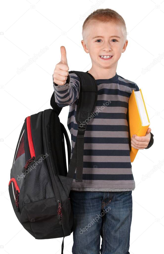 Young boy going off to school