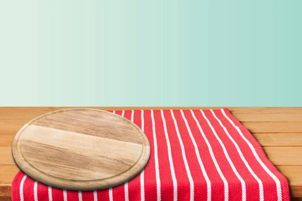 Prázdná Dřevěná Deska Talíř Stole Kuchyně Pozadí — Stock fotografie