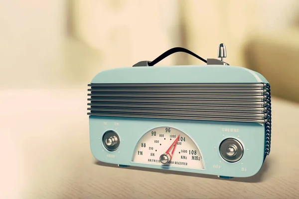 Velho Receptor Rádio Vintage Uma Mesa Madeira — Fotografia de Stock
