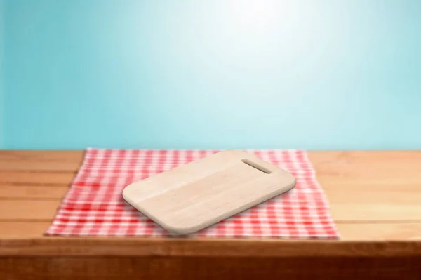 Empty Blank Wooden Board Dish Desk Kitchen Background — Stock Photo, Image