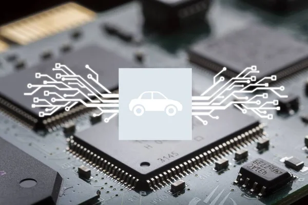 Illustration Representing Computer Circuit Board Car Chip Icon — Stock Photo, Image