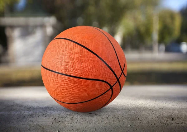 Bola Basket Oranye Baru Lantai — Stok Foto