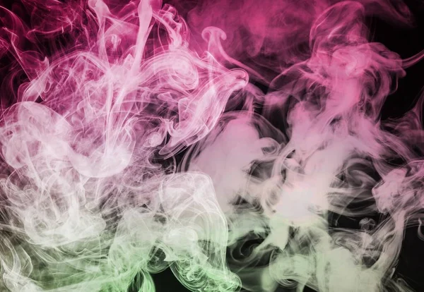 Καπνός Νέον Πολύχρωμο Αφηρημένο Λαμπερό Φωτεινό Μείγμα Ατμού Στο Σκοτάδι — Φωτογραφία Αρχείου