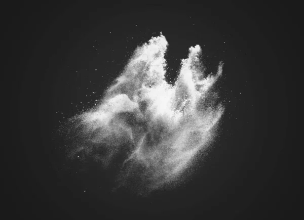 Explosion Poudre Blanche Abstraite Sur Fond Noir — Photo