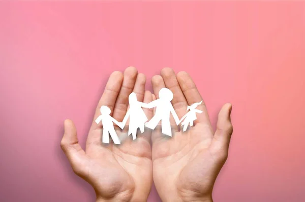 Hand Holding Family Paper Cut Family Day Concept Foster Care — Stock Photo, Image