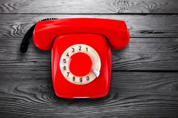 Starý Červený Rotační Telefon Retro Přijímačem — Stock fotografie