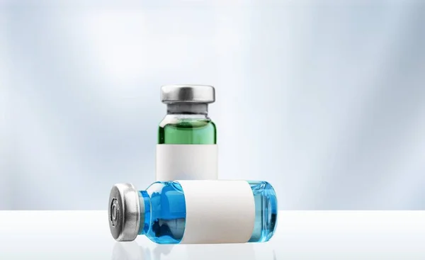 Covid Elleni Vakcina Koncepciója Üvegből Készült Orvosi Injekciós Üveg Folyadékkal — Stock Fotó