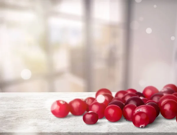 Savoureux Juteux Canneberges Rouges Mûres Sur Bureau — Photo