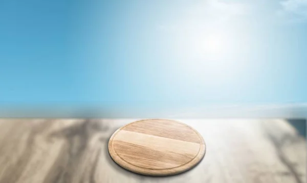 Empty Blank Wooden Board Dish Desk Kitchen Background — Stock Photo, Image