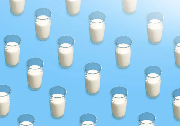 Weltmilchtag Milchgläser Auf Blauem Hintergrund — Stockfoto